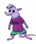 ambiguous_gender anthro barefoot biped clothed clothing feet head_tuft leg_markings markings neck_tuft open_mouth shirt simple_background socks_(marking) solo standing text text_on_clothing text_on_shirt text_on_topwear topwear tuft white_background fuel_(artist) zelda_(fuel) american_opossum mammal marsupial virginia_opossum 2019