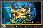 angry anthro claws fur long_ears male orange_eyes sharp_teeth solo teeth text winged_arms wings yellow_body yellow_fur dragonrod bandai_namco digimon digimon_ghost_game digimon_(species) lamortmon monster digital_media_(artwork) pixel_(artwork) url