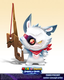 3_toes 4_fingers anthro cheek_tuft closed_frown copyright_symbol facial_tuft featureless_crotch feet fingers fluffy fluffy_tail frown frowning_at_viewer fur furrowed_eyebrows gradient_background grey_body grey_fur grey_tail gun holding_gun holding_object holding_ranged_weapon holding_sniper_rifle holding_weapon kerchief light looking_at_viewer male male_anthro mouth_closed multicolored_body multicolored_fur neckerchief neckwear noseless notched_ear ranged_weapon red_kerchief red_neckerchief simple_background solo symbol tail tan_background tan_inner_ear text title toes tuft tusks visor weapon white_body white_fur year yellow_eyes claudia_tuci fabio_pochet mario_plus_rabbids_sparks_of_hope nintendo raving_rabbids rayman_(series) ubisoft lone_wolf_(mario_plus_rabbids) canid canine canis hybrid lagomorph mammal rabbid wolf 2023 4:5 absurd_res artist_collaboration artist_name colored digital_drawing_(artwork) digital_media_(artwork) english_description english_text full-length_portrait hi_res lighting official_art portrait shaded