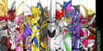 ambiguous_gender armor blonde_hair buckle cape claws clothing facial_markings forehead_markings gauntlets gloves green_eyes group hair handwear head_markings headgear helmet horn knight lineup long_coat male markings melee_weapon red_eyes red_hair shield shoulder_pads spikes sword symbol visor warrior weapon wings yellow_eyes zero_unit sinko bandai_namco digimon mythology alphamon craniamon crusadermon digimon_(species) dragon duftmon dynasmon examon gallantmon gankoomon kentaurosmon magnamon mythological_creature mythological_scalie omegamon scalie ulforceveedramon x-digimon