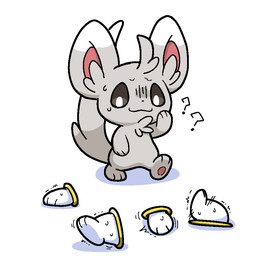 ambiguous_gender anthro biped bodily_fluids chest_tuft confusion dipstick_ears dipstick_tail disembodied disembodied_foot disembodied_hand ear_markings feet front_view fur fur_tuft grey_body grey_eyes grey_fur head_tuft hoopa_ring inner_ear_fluff looking_at_another markings multicolored_body multicolored_ears multicolored_fur plantigrade portal_amputation quadruple_amputee_portal question_mark scared shaking simple_background solo sweat tail tail_markings thinking_with_portals tremble_spikes trembling tuft two_tone_body two_tone_fur walking white_background white_body white_fur plumflavor nintendo pokemon generation_5_pokemon minccino pokemon_(species) 2026 cel_shading digital_drawing_(artwork) digital_media_(artwork) shaded