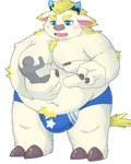 anthro belly big_belly blue_eyes blush bulge clothing detailed_bulge duo humanoid_hands kemono larger_young male micro moobs overweight overweight_male size_difference underwear young young_anthro aumy_wani lifewonders tokyo_afterschool_summoners babe_bunyan_(tas) bovid bovine cattle mammal 2022 4:5