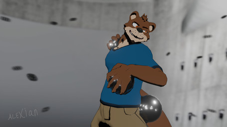 anthro bdsm blue_clothing blue_shirt blue_topwear bondage bottomwear bound brown_body brown_bottomwear brown_clothing brown_fur brown_shorts clothing fur inside kronos_unveiled latex liquid_latex male multicolored_body multicolored_fur shirt shorts solo standing surprised topwear trap_(contrivance) turrets two_tone_body two_tone_fur alexian_(artist) duustedchesto_(modeler) disney echo_(game) echo_(series) echo_project pixar the_incredibles chase_hunter mammal mustelid otter 16:9 3d_(artwork) 4k absurd_res digital_media_(artwork) hi_res widescreen