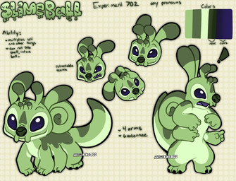 3_toes 4_arms 4_fingers ambiguous_gender angry antennae_(anatomy) back_markings biped color_swatch dipstick_antennae dipstick_ears ear_markings exclamation_point eyebrows facial_markings feet fingers fur geometric_background gesture green_body green_fur green_nose grid_background hand_gesture happy head_markings head_tuft markings multi_arm multi_limb multicolored_antennae multicolored_ears open_mouth pattern_background pointing purple_eyes purple_mouth purple_tongue raised_inner_eyebrows semi-anthro shocked simple_background smile solo text toes tongue tuft arcadekazoo disney lilo_and_stitch fan_character slimeball_(arcadekazoo) alien experiment_(lilo_and_stitch) 2023 character_name digital_drawing_(artwork) digital_media_(artwork) english_text flat_colors model_sheet watermark nonbinary_(lore)