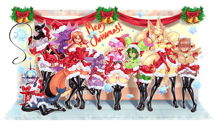 anthro armwear barcode barcode_tattoo big_breasts big_butt black_body black_clothing black_fur black_hair black_latex black_legwear black_sclera black_thigh_boots black_thigh_highs blue_body blue_eyes blush boots breast_implants breasts brown_body brown_hair butt christmas_clothing christmas_decorations christmas_dress christmas_headwear cleavage clothed clothed_anthro clothed_female clothed_humanoid clothing dress elbow_gloves female fin footwear fur gloves green_body grey_body grey_fur group hair handwear hat headgear headwear high_heeled_boots high_heels holding_object holding_whip holidays latex latex_armwear latex_boots latex_clothing latex_elbow_gloves latex_footwear latex_gloves latex_handwear latex_legwear latex_thigh_boots latex_thigh_highs leg_tattoo legwear looking_at_viewer looking_back looking_back_at_viewer multi_tail multicolored_body multicolored_fur orange_body orange_fur orange_hair panties pink_body pink_hair plant presenting presenting_hindquarters purple_body purple_hair red_armwear red_clothing red_elbow_gloves red_eyes red_gloves red_handwear red_latex santa_hat shoes size_difference skimpy small_waist tail tail_fin tan_body tan_fur tan_hair tattoo thigh_boots thigh_highs two_tone_body two_tone_fur underwear whip white_body white_clothing white_panties white_underwear wide_hips yellow_eyes yellow_sclera bimboaudino christmas healslut nintendo pokemon healslut_100_the_shedinja healslut_19_the_floatzel healslut_200_the_mismagius healslut_35_the_sharpedo healslut_36_the_mightyena healslut_38_the_ninetales healslut_3_the_gengar healslut_612 healslut_7_the_audino audino elemental_creature floatzel flora_fauna generation_1_pokemon generation_3_pokemon generation_4_pokemon generation_5_pokemon gengar humanoid maractus mightyena mismagius ninetales pokemon_(species) pokemon_humanoid sharpedo shedinja 2025 hi_res