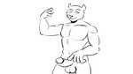 anthro balls biceps bouncing_balls bouncing_penis chest_fur erection fingers fingers_on_penis flexing flexing_bicep flirting fur genitals glans humanoid_genitalia humanoid_penis male muscular nude penis rough_animation smile solo star thick_arms thick_penis mrdu3 ratwork beastars riz_(beastars) bear brown_bear mammal ursine 16:9 2d_animation animated hi_res loop monochrome motion_tweening short_playtime sketch widescreen