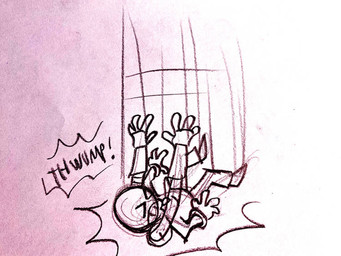 anthro comic_book comic_panel drawing_pen falling falling_down male solo speech_bubble text charygem mob_entertainment poppy_playtime protagonist_(poppy_playtime) human mammal comic cover cover_art cover_page painting_(artwork) traditional_media_(artwork) traditional_painting_(artwork)