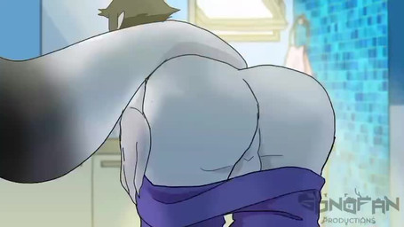 ahoge anal anal_penetration anthro anthro_on_anthro backsack balls big_butt black_body black_fur black_hair black_nose blue_body blue_bottomwear blue_clothing blue_eyes blue_fur blue_markings blue_shorts bodily_fluids bottomwear butt butt_grab carrying_another carrying_partner claws clothing cum cum_from_ass cum_in_ass cum_inside cutaway drooling duo eye_roll finger_claws fluffy fluffy_tail fur genital_fluids genitals grey_body grey_fur grey_nipples grin hair hand_on_butt heterochromia hug looking_pleasured male male/male male_anthro markings multiple_angles nipples orgasm penetration penile penile_penetration penis penis_in_ass perineum purple_eyes purple_inner_ear saliva sex shorts smile stand_and_carry_position standing standing_sex surprised tail tail_motion tailwag thrusting undressing white_body white_fur yellow_eyes sonofan enkowusky canid canine canis domestic_dog husky mammal nordic_sled_dog spitz unknown_species 2026 2d_animation animated character_request frame_by_frame no_sound short_playtime video