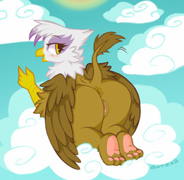 all_fours anus bent_over blush brown_body butt clitoris day detailed_background eyelashes feathers female feral fur genital_shot genitals humanoid_genitalia humanoid_vulva long_tail looking_at_viewer outdoor_nudity pawpads pink_vulva presenting presenting_anus presenting_hindquarters raised_tail rear_view seductive solo tail vulva vulva_shot wings batzxd friendship_is_magic hasbro my_little_pony mythology gilda_(mlp) avian gryphon mammal mythological_avian mythological_creature