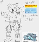 anthro armwear belt boots bulge clothing dialogue fishnet_clothing fishnet_legwear footwear gloves handwear jockstrap knee_highs legwear male pattern_clothing shitpost shoes simple_background solo striped_clothing stripes text underwear happilytoasted epic_games fortnite volpez_(fortnite) arctic_fox canid canine fox mammal true_fox absurd_res english_text hi_res meme monochrome