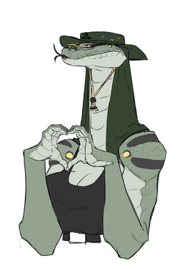 anthro belt breasts buckle cleavage clothed clothing eyewear female glasses hat headgear headwear heart_symbol solo teresa_(vagnerdesouzas7) tongue vagnerdesouzas7 reptile scalie snake