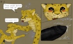 anthro big_penis dialogue duo erection feral genitals hyper larger_male male male/male penis potion size_difference small_but_hung smaller_male tail text young young_feral hexxy jamii cheetah felid feline mammal 5:3 comic english_text