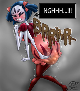 bodily_fluids fart feces female soiled_panties soiling solo tears 1cho1ri undertale undertale_(series) muffet arachnid arthropod spider hi_res