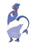 absurd_res anthro big_butt breasts butt clothed clothing dress female garchomp generation_4_pokemon hi_res nintendo pokemon pokemon_(species) solo tansau tight_clothing white_clothing white_dress