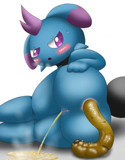 3_toes anthro anus big_butt biped blue_body blue_fur blush bodily_fluids breath butt butt_focus curvy_figure feces feces_in_ass feces_on_ground feet female female_peeing frown fur genital_fluids genitals hair half-closed_eyes hand_on_butt hand_on_own_butt humanoid_genitalia humanoid_vulva looking_back lying multicolored_ears narrowed_eyes nervous nude open_mouth peeing pooping pooping_on_floor presenting presenting_hindquarters purple_eyes rear_view simple_background solo sweat tail thick_thighs toes two_tone_ears urine urine_on_ground urine_pool urine_stream vulva watersports white_background wide_hips drain_scat palworld pocketpair depresso pal_(species) 2024 absurd_res hi_res