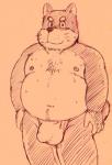 anthro belly bodily_fluids bulge clothing humanoid_hands male moobs nipples overweight overweight_anthro overweight_male solo sweat underwear kondo_musashi musabo3neo canid canine canis domestic_dog mammal 2014 hi_res