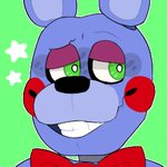 anthro black_nose blue_body blue_ears bow_tie close-up green_background green_eyes half-closed_eyes long_ears looking_aside looking_away machine male multicolored_ears narrowed_eyes pink_eyelids red_bow_tie rosy_cheeks simple_background smile smug solo star teeth two_tone_ears snazzamazing five_nights_at_freddy's freddy_fazbear's_pizzeria_simulator scottgames rockstar_bonnie_(fnaf) animatronic lagomorph leporid mammal rabbit robot 1:1 2018 alternate_version_at_source bust_portrait icon low_res portrait thumbnail