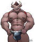 5_fingers abs anthro biceps big_muscles bodily_fluids briefs bulge clothed clothing clothing_lift ear_piercing ear_ring facial_hair facial_piercing fingers fur grey_clothing grey_underwear hair horn huge_muscles lip_piercing looking_at_viewer male muscular muscular_anthro muscular_male nipple_piercing nipple_ring nipples nose_piercing nose_ring pecs piercing pose red_hair ring_piercing shirt shirt_lift simple_background solo standing sweat topwear triceps underwear underwear_only white_background maldu jonah_(kiasano) bovid bovine cattle mammal 2017 dated hi_res pinup