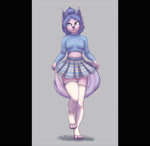 anthro bottomwear clothed clothing clothing_lift female furgonomics legwear looking_at_viewer midriff shirt skirt skirt_lift smile solo tail tail_through_skirt topwear catblue01 rockary noelly_(carlomexico) canid canine canis domestic_cat domestic_dog felid feline felis mammal 2d_animation animated digital_media_(artwork) hi_res high_framerate motion_tweening no_sound short_playtime source_request webm