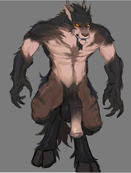 animal_genitalia animal_penis anthro balls big_balls big_penis black_body black_fur brown_body brown_fur claws equine_genitalia equine_penis fur genitals hanging_penis hooves huge_balls huge_penis male mismatched_genitalia mismatched_penis nude penis pointy_ears simple_background solo standing tail yellow_eyes laobai mythology bai_(laobai) canid canine demon hybrid mammal mythological_canine mythological_creature werecanid werecanine werecreature werewolf