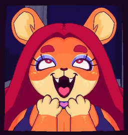 anthro breasts cleavage clothed clothed_anthro clothed_female clothing collar eyebrows eyelashes eyeshadow fangs female female_anthro front_view fur hair heart_symbol heart_tongue laugh looking_up makeup open_mouth open_smile orange_body orange_fur red_eyebrows red_eyes red_hair sleeveless_shirt smile solo spiked_collar spikes teeth thick_eyebrows topwear qwerty_soda undertale_(series) bianca_the_lion catty_cattenheimer hotlegs101_(character) felid lion mammal pantherine 2025 2d_animation animated digital_media_(artwork) loop low_res motion_tweening no_sound short_playtime video