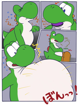 4_fingers ambiguous_anthro ambiguous_gender ambiguous_pred anthro anthro_pred belly belly_expansion big_belly big_nose biped bloated blue_eyes blue_text blush bodily_fluids brown_text burp_cloud burping cheek_blush clenched_eyes clothing cloud_emanata constricted_pupils countershade_body countershade_torso countershading cute_fangs emanata expansion eyes_closed fangs fingers five_frame_sequence flying_sweatdrops footwear footwear_only frown fully_inside green_arms green_body green_face green_hands green_tail half-closed_eyes hand_on_belly hand_on_own_belly head_ridge heart_reaction heart_symbol huge_belly looking_at_belly looking_at_own_belly looking_at_own_mouth looking_at_self looking_down looking_down_at_belly looking_down_at_self master_ball monotone_arms monotone_belly monotone_hands mostly_nude mostly_nude_ambiguous mostly_nude_anthro motion_lines musical_note musical_symbol narrowed_eyes neck_bulge object_in_mouth object_vore open_frown open_mouth oral_vore outside_panel pokeball pokeball_activation_inside pokeball_in_mouth pokeball_vore pupils raised_head rapid_expansion red_blush red_heart red_text round_nose semi-anthro shocked shoes shoes_only short_tail side_view simple_background sitting sitting_on_ground small_pupils soft_vore solo swallowing swallowing_pokeball sweat sweatdrop symbol tail tapering_tail teeth text two_tone_face unseen_prey vore white_belly white_body white_countershading white_face sabamiso_(sabamasasix) mario_bros nintendo pokemon dinosaur green_yoshi prehistoric_species reptile scalie yoshi 2020 3:4 comic digital_drawing_(artwork) digital_media_(artwork) hi_res japanese_description japanese_text translation_request