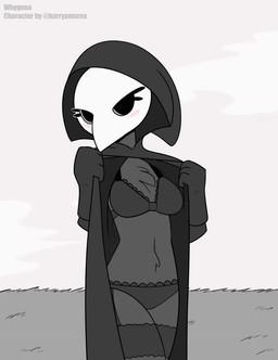 animal_mask anthro beak_mask black_body blush bra breasts chest_tuft clothed clothing coat female fluffy garter_straps lingerie mask open_clothing open_coat open_topwear panties plague_doctor solo topwear tuft underwear whygena ingrid_the_plague_doctor ingrid_(harry_amoros) avian bird 2021 2d_animation animated digital_media_(artwork) greyscale hi_res monochrome no_sound short_playtime webm