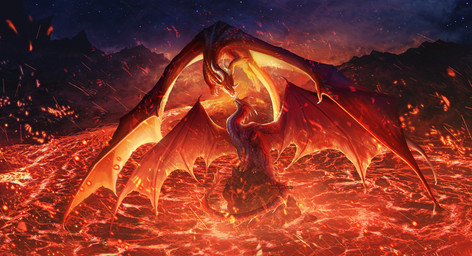 ambiguous_gender claws cloud detailed_background duo embers feral finger_claws flying frill_(anatomy) horn lava light long_neck long_tail looking_at_another membrane_(anatomy) membranous_frill membranous_wings night rock sitting sky snout spread_wings star starry_sky tail text toe_claws wing_claws wings isvoc european_mythology mythology dragon mythological_creature mythological_scalie scalie western_dragon 2026 hi_res lighting shaded url