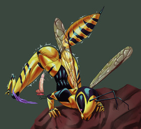 all_fours antennae_(anatomy) anthro arthropod_abdomen black_eyes bodily_fluids butt claws compound_eyes dildo exoskeleton female finger_claws genital_fluids genitals green_background heart_eyes heart_symbol humanoid_dildo humanoid_genitalia humanoid_penis insect_wings mandibles nude orgasm orgasm_face penis sex_toy shaking shaking_butt shaking_legs simple_background small_waist solo stinger toe_claws vaginal_fluids wasp_waist wings yellow_body sun_bug wasp_girl_(sun_bug) arthropod hymenopteran insect wasp hi_res
