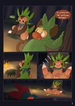 anthro anus balls clothing duo forest genitals hiding lying male male/male night on_back outside penis plant scarf tapering_penis text tree underwear x_anus gralicbutter nintendo pokemon chespin croconaw generation_2_pokemon generation_6_pokemon generation_8_pokemon grookey pokemon_(species) absurd_res comic english_text hi_res
