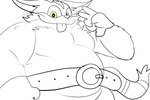 anthro belly blep clothing gloves handwear male musclegut muscular pecs smile solo tongue tongue_out yellow_eyes rinhatsuyuki sega sonic_the_hedgehog_(series) big_the_cat domestic_cat felid feline felis mammal 3:2 hi_res line_art