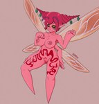 4_arms antennae_(anatomy) areola big_breasts black_sclera breasts eyelashes facial_markings featureless_feet feet female genitals hair hand_on_breast hand_on_hip hand_on_leg hand_on_thigh head_markings humanoid_pointy_ears insect_wings looking_at_viewer markings multi_arm multi_limb navel nipples nude pink_areola pink_background pink_body pink_hair pink_nipples pink_skin pointy_ears pussy simple_background smile solo thick_thighs wide_hips wings yellow_eyes redmimic bloodstained:_ritual_of_the_night carabosse fairy humanoid winged_humanoid absurd_res hi_res