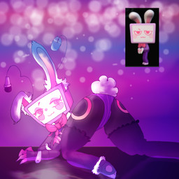 anthro ass_up bunny_costume clothed clothing costume electronics female skimpy smile smiling_at_viewer smirk smirking_at_viewer solo tail television toony glowstick673105-artz blushcrunch_studio dandy's_world vee_(dandy's_world) humanoid 1:1 hi_res