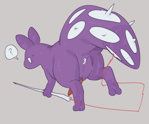 anus big_tail butt erection feral genitals looking_at_viewer looking_back male penis purple_body simple_background solo tail tapering_penis dog_phenomenon rain_world videocult spearmaster_(rain_world) slugcat 6:5