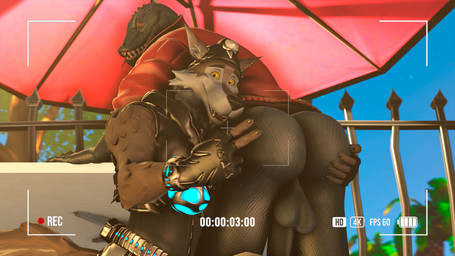 anthro balls bottomless bottomless_anthro butt camera_hud clothed clothing duo genitals looking_back male male/male nude penis photo posing_for_picture posing_nude recording red_eyes suggestive_pose yellow_eyes trashy_sfm epic_games fortnite thunder_(fortnite) wendell_(fortnite) canid canine komodo_dragon lizard mammal monitor_lizard reptile scalie 16:9 2026 3d_(artwork) 4k absurd_res digital_media_(artwork) hi_res source_filmmaker_(artwork) widescreen