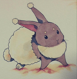 ambiguous_gender dewlap_(anatomy) feral feralized simple_background solo white_background ichthy0stega nintendo pokemon buneary generation_4_pokemon lagomorph leporid mammal pokemon_(species) rabbit 2015
