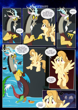 anthro butt chaos cutie_mark dialogue ears_down ears_up eye_contact female feral floating flying frown gesture group hand_gesture leaf looking_at_another looking_down looking_up male open_mouth outside pivoted_ears pointing pointing_at_another red_eyes spread_wings text translucent trio upset wide_eyed wings estories friendship_is_magic hasbro my_little_pony mythology alice_goldenfeather_(estories) discord_(mlp) penumbra_(estories) chimera draconequus equid equine mammal mythological_creature mythological_equine pegasus absurd_res comic english_text hi_res