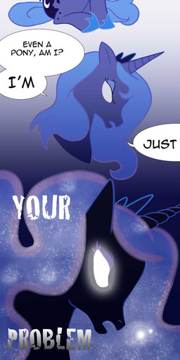 blue_body blue_feathers blue_hair corruption crown cutie_mark duo feathered_wings feathers female feral hair headgear horn long_hair princess purple_eyes quadruped royalty simple_background tail teal_eyes text white_background white_body white_feathers wings tprinces friendship_is_magic hasbro my_little_pony mythology princess_celestia_(mlp) princess_luna_(mlp) equid equine mammal mythological_creature mythological_equine winged_unicorn 2012 absurd_res comic crossover english_text hi_res long_image tall_image sibling_(lore) sister_(lore) sisters_(lore)