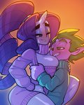 big_breasts blush breast_pillow breasts cleavage_cutout clothing cutout duo female horn male male/female one_eye_closed smile sweater topwear turtleneck wink bigdad friendship_is_magic hasbro my_little_pony mythology rarity_(mlp) spike_(mlp) dragon equid equine humanoid mammal mythological_creature mythological_equine mythological_scalie scalie unicorn