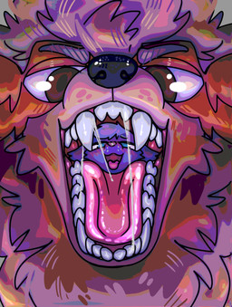 ambiguous_gender anthro bodily_fluids drooling duo fangs fur mouth_shot open_mouth saliva teeth throat tongue vore halfpricesouls nintendo pokemon arcanine canid canine canis domestic_dog generation_1_pokemon mammal pokemon_(species) absurd_res hi_res