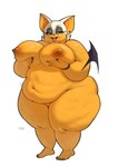 anthro big_breasts breasts ear_piercing female looking_at_viewer morbidly_obese nipple_piercing nipples nude obese obese_female overweight overweight_female piercing solo thick_thighs wings totesfleisch8 sega sonic_the_hedgehog_(series) rouge_the_bat bat mammal 2025 hi_res