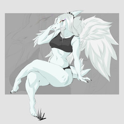 anthro back_wings bra clothed clothed_anthro clothing feathered_wings feathers female green_body green_feathers green_hair green_scales hair head_crest highlights_(coloring) narrowed_eyes panties scales smile solo underwear white_highlights wings dullvivid goodbye_volcano_high ko_op_(game_developer) fang_(gvh) prehistoric_species pterosaur reptile scalie 1:1 2025 digital_media_(artwork) hi_res nonbinary_(lore)