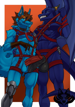 anthro bdsm black_penis brown_hair collar confident cybernetics duo foreskin fur genitals hair harness humanoid_genitalia leash machine male male/male master penile_spines penis petplay red_eyes roleplay size_difference standing teal_body teal_fur rexkharts mythology kaoshin kora_narukami canid canine canis dragon mammal mythological_creature mythological_scalie scalie wolf hi_res