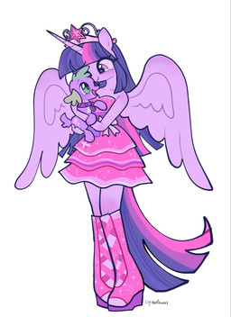 anthro blush boots clothing collar crown dress duo female feral footwear headgear horn male shoes simple_background wings petaltwinkle friendship_is_magic hasbro my_little_pony mythology twilight_sparkle_(mlp) canid canine canis domestic_dog equid equine mammal mythological_creature mythological_equine winged_unicorn hi_res
