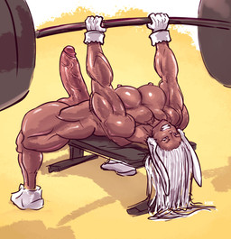 barbell big_breasts breasts crossgender erection exercise genitals gynomorph intersex muscular muscular_gynomorph muscular_humanoid muscular_intersex penis solo vein veiny_penis weightlifting workout rook_errant my_hero_academia rumi_usagiyama animal_humanoid humanoid lagomorph lagomorph_humanoid leporid_humanoid mammal mammal_humanoid rabbit_humanoid absurd_res hi_res