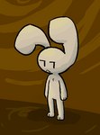 aliasing big_ears cosmic_rabbit cosmic_rabbit_(species) digital_media_(artwork) frown fur half-closed_eyes justice_watch jwatch lagomorph leporid looking_aside looking_at_viewer mammal narrowed_eyes rabbit simple_background simple_eyes standing white_body white_fur