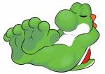 3_toes barefoot eyes_closed feet foot_focus hindpaw male paws relaxing simple_background soles solo toes white_background conditional_dnp erobos mario_bros nintendo nathan_(yoshi) green_yoshi reptile scalie yoshi