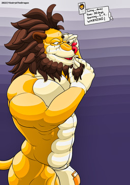 anthro chastity_bulge chastity_device clothing goo_transformation latex lock lock_bulge lock_symbol male mask null_bulge solo struggling stuck suit symbol toysuit transformation xedrykthedragon felid humanoid lion mammal pantherine absurd_res hi_res