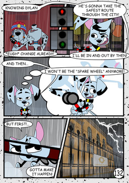 2_missing_limbs amputee black_ears black_nose black_spots dialogue disability double_amputee female feral floppy_ears freckled_face freckles fur heterochromatic_ears leg_markings male markings missing_all_legs missing_leg missing_limb pink_inner_ear raining socks_(marking) speech_bubble spots text toony traffic_light vehicle wheelchair white_body white_fur white_spots redundantmodule 101_dalmatian_street 101_dalmatians disney delgado_(101_dalmatians) dolly_(101_dalmatians) dylan_(101_dalmatians) canid canine canis dalmatian domestic_dog mammal comic english_text hi_res