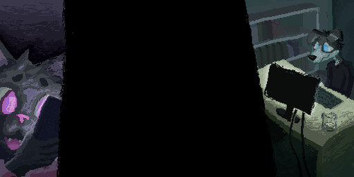 anthro computer duo electronics fur grey_body grey_fur holding_object holding_phone keyboard male phone smile toony demensa canid canine canis domestic_cat domestic_dog felid feline felis mammal 2025 2:1 digital_media_(artwork) hi_res pixel_(artwork)